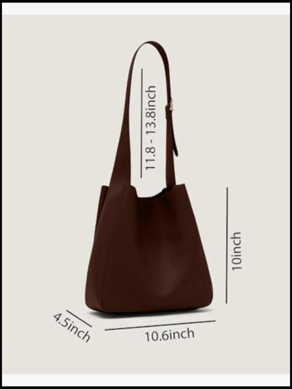Slouchy Hobo Bag - Soft Vegan Leather Shoulder Tote Purse - Medium Bucket Bag